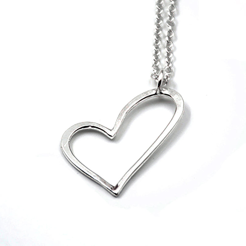 silver open heart pendant