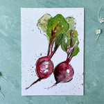 radish watercolor print for kitchen