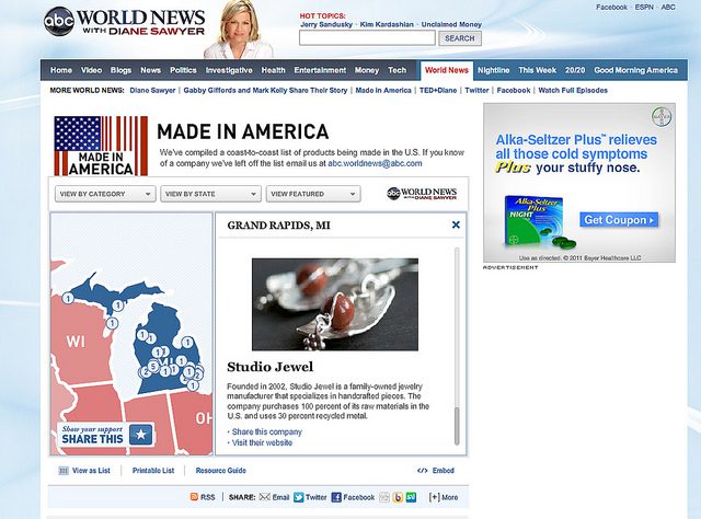 WOOT! Studio Jewel featured on ABC News Made in America