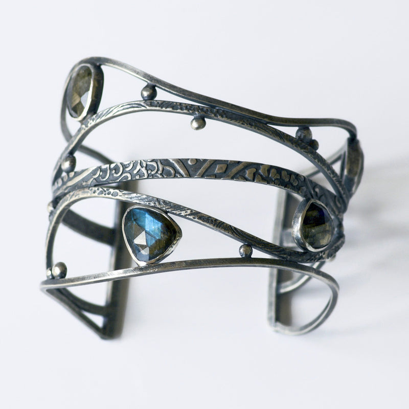 sterling silver and stone cuff bracelet
