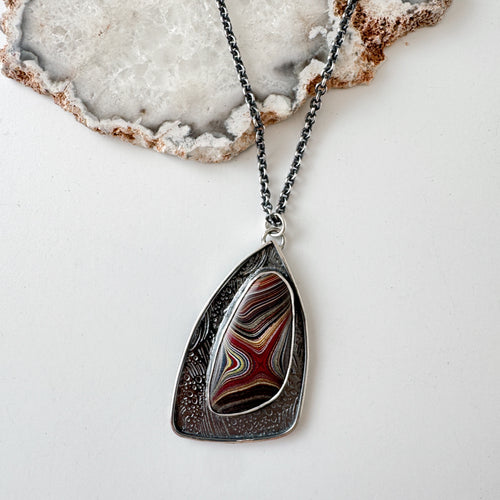 Fordite Shadowbox Textured Pendant