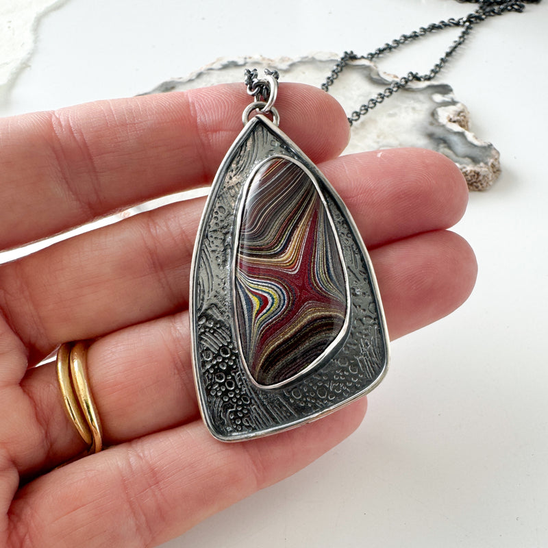 Fordite Shadowbox Textured Pendant