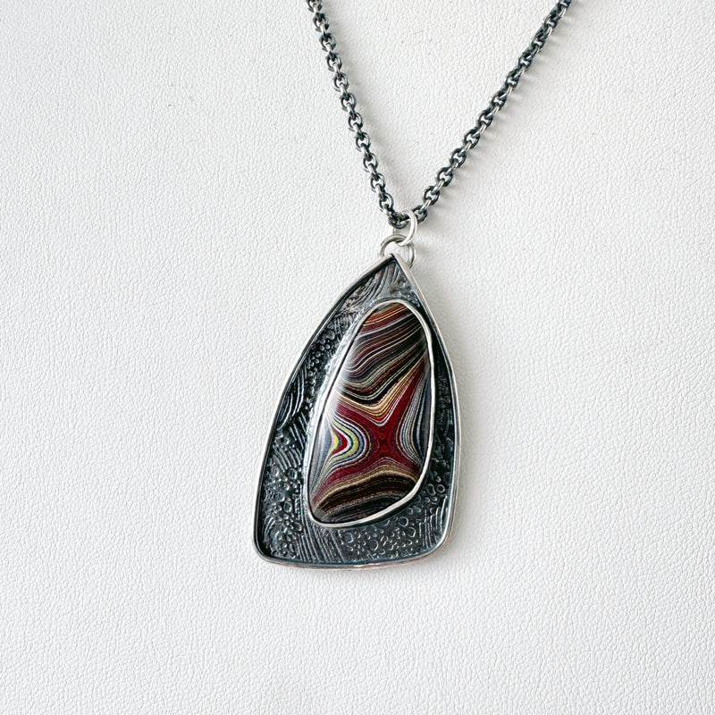 Fordite Shadowbox Textured Pendant