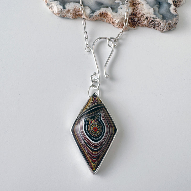 Fordite Diamond Shaped Pendant