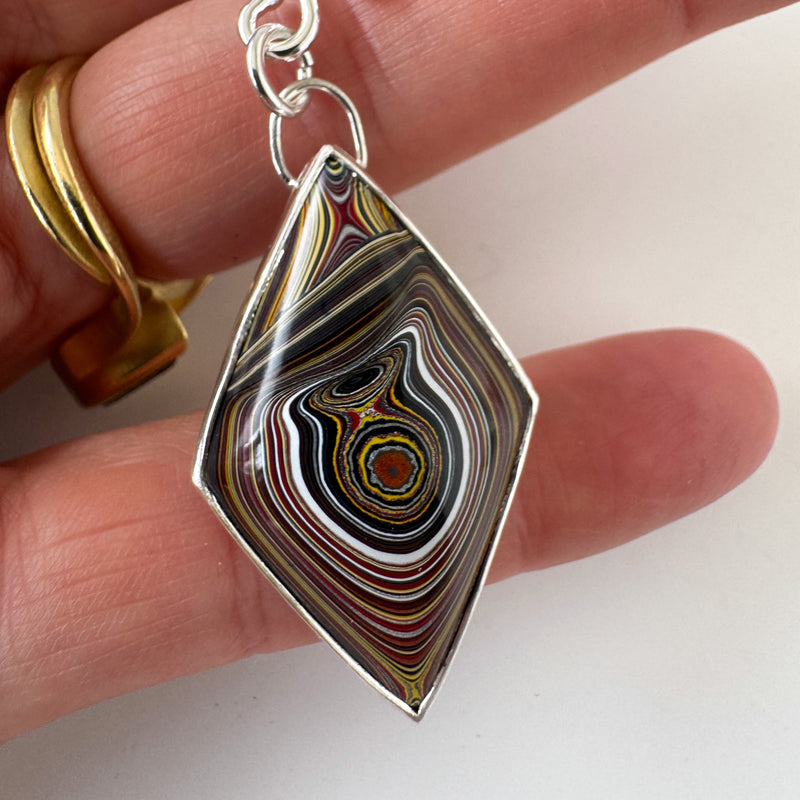 Fordite Diamond Shaped Pendant