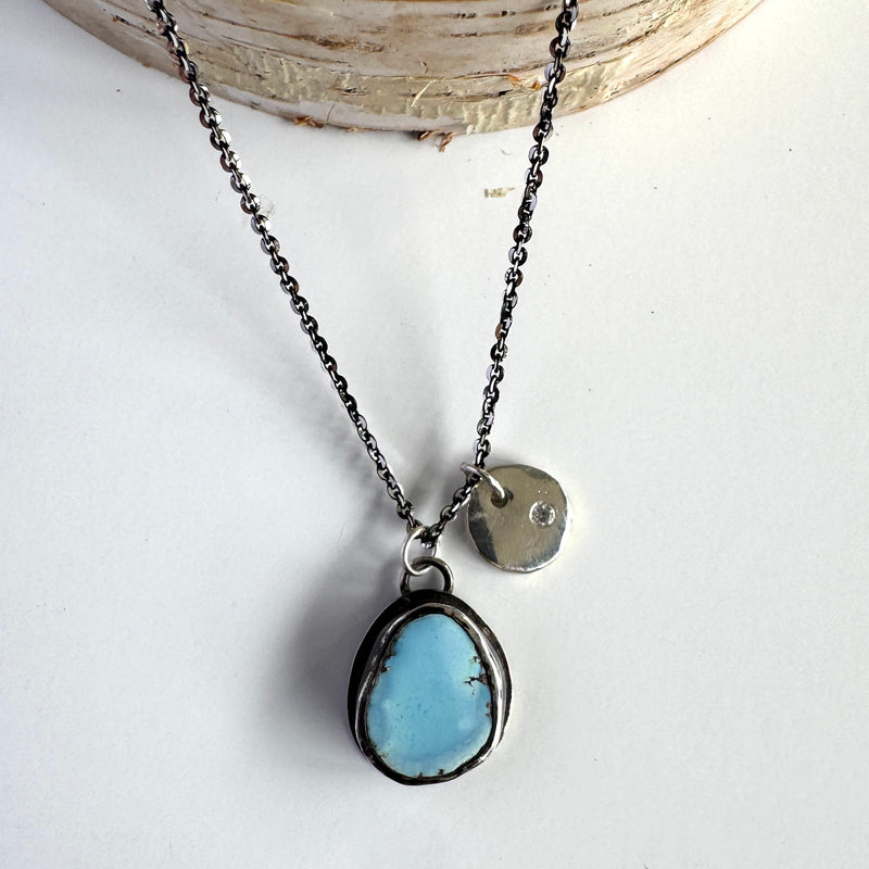 Golden Hills Turquoise Pendant with Diamond Accent