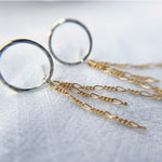 Mixed Metal Earrings Silver Circles with Gold Filled Fringe
