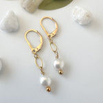 Freshwater pearl gold dangle drop Earrings