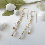 Herkimer Diamond in gold dangle drop Earrings