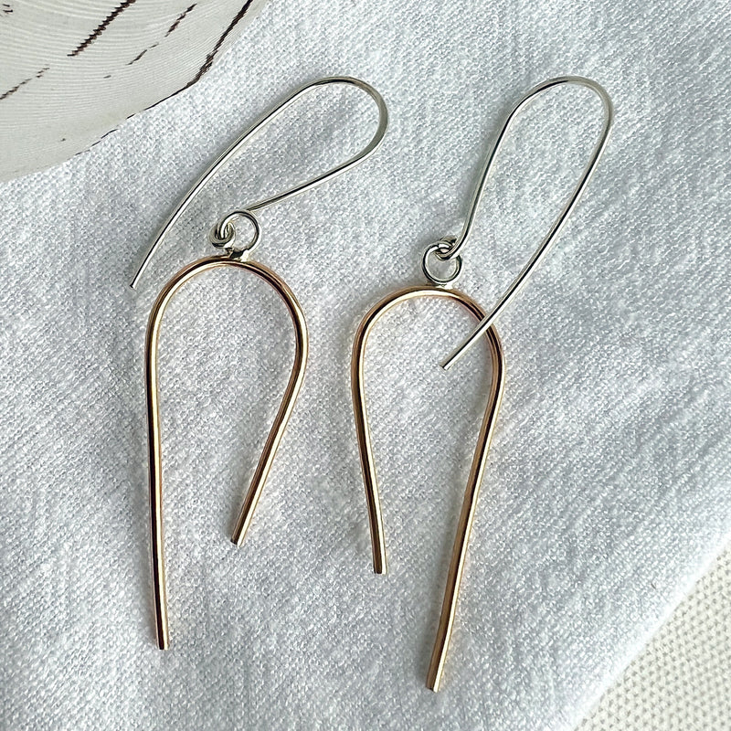 Mixed Metal Gold Filled Horseshoes with Sterling Silver Earrings