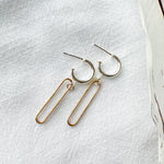 Mixed Metal Silver Hoops with Gold Filled Paperclips Earrings
