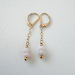 Pink Opals on gold chain dangle earrings