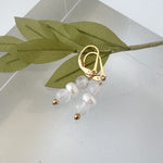Rose quartz and Pearl Dangle Earrings
