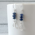 Sapphire Stack Earrings with Teardrop accent in Sterling Silver