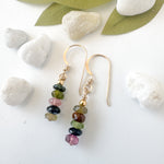 Tourmaline Stack with Gold Dangle Earrings