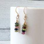 Tourmaline Stack with Gold Dangle Earrings