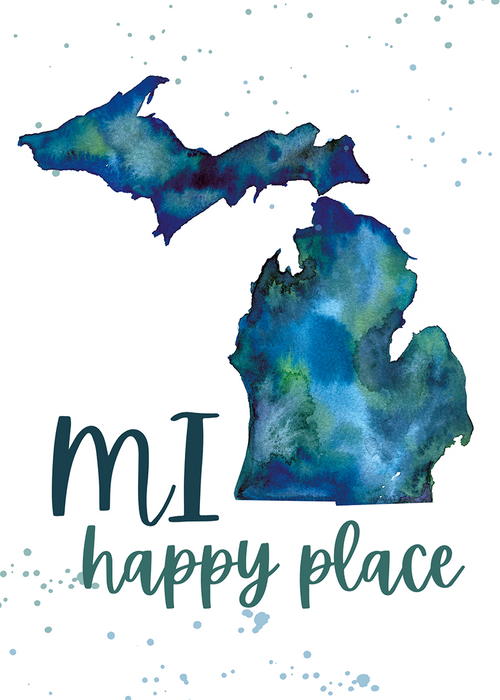 watercolor state of michigan greeting card