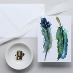 watercolor feathers note card greeting card
