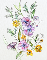 wildflower bouquet watercolor print