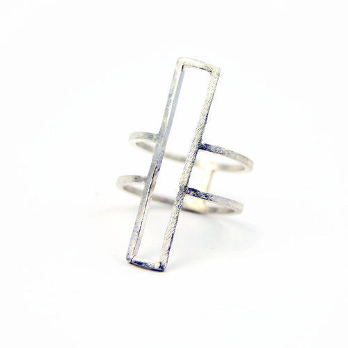 architecture inspired statement ring in sterling silver