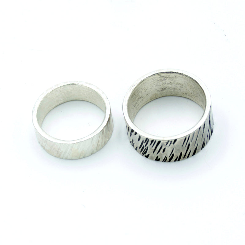 sterling silver wedding bands for him and her