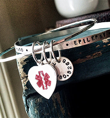 medical alert bracelet bangle bracelet custom medical alert bracelet for her