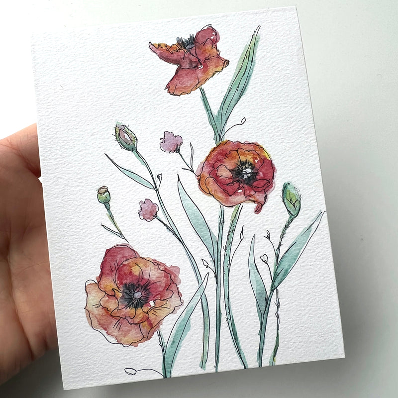 red poppies watercolor print
