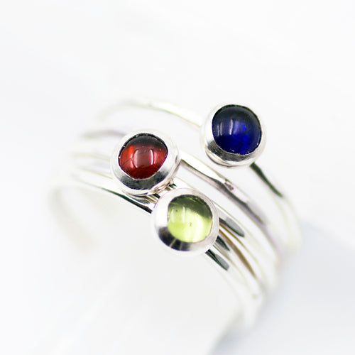 sterling silver and gemstone stacking rings