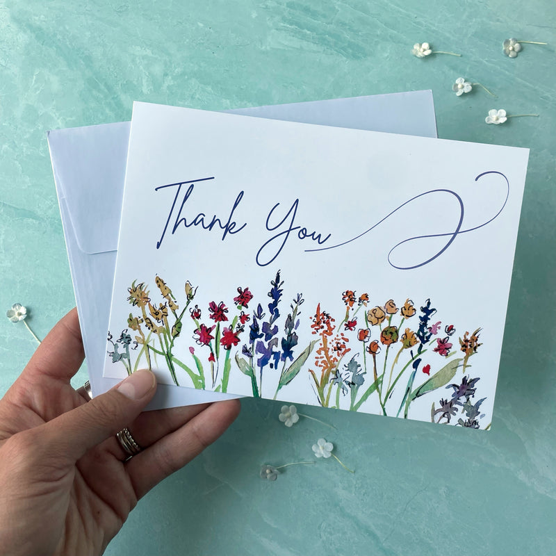 thank you cards with watercolor floral design