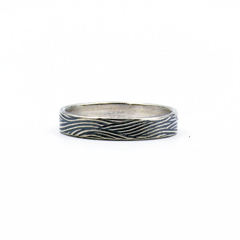 sterling silver textured wedding band for him or her