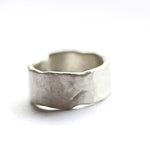 mens rustic wide hand formed wedding band ring