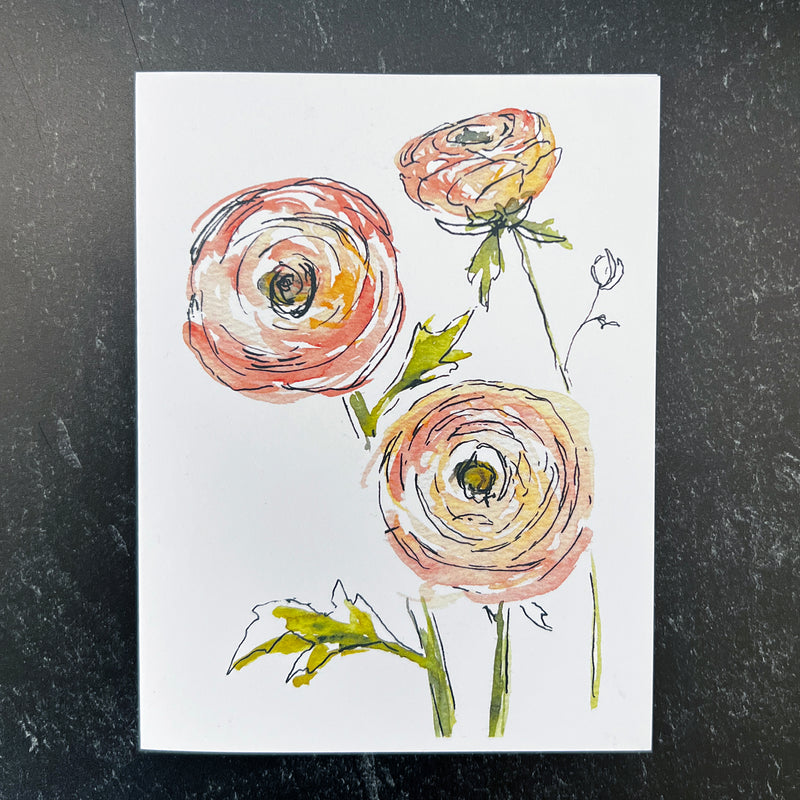 Floral Watercolor Notecards set of 5 with envelopes
